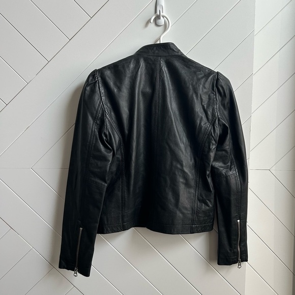 Women's lucky brand Puff sleeve Black Leather Jacket size xs - Picture 6 of 6